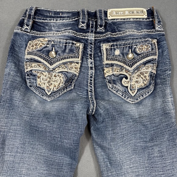 Rock Revival Denim - Rock Revival Jean Women 25 CELINDA Straight  Distressed THICK STITCH RHINESTONE